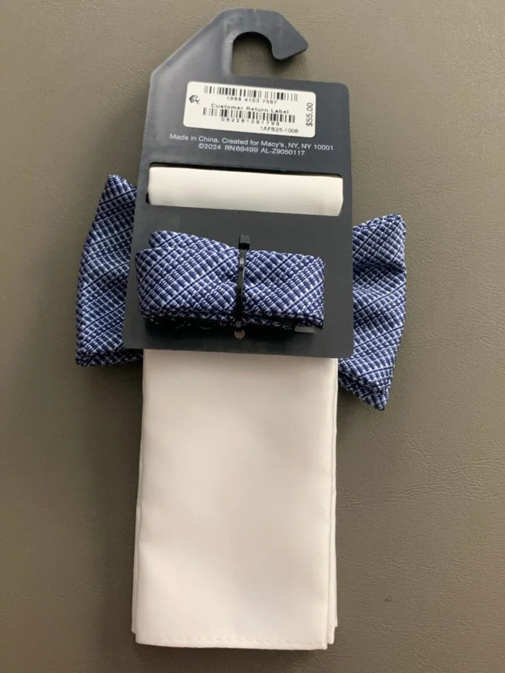 Alfani Men's 2-Piece Stripe Bow Tie and Solid Pocket Square Set, Blue Multi